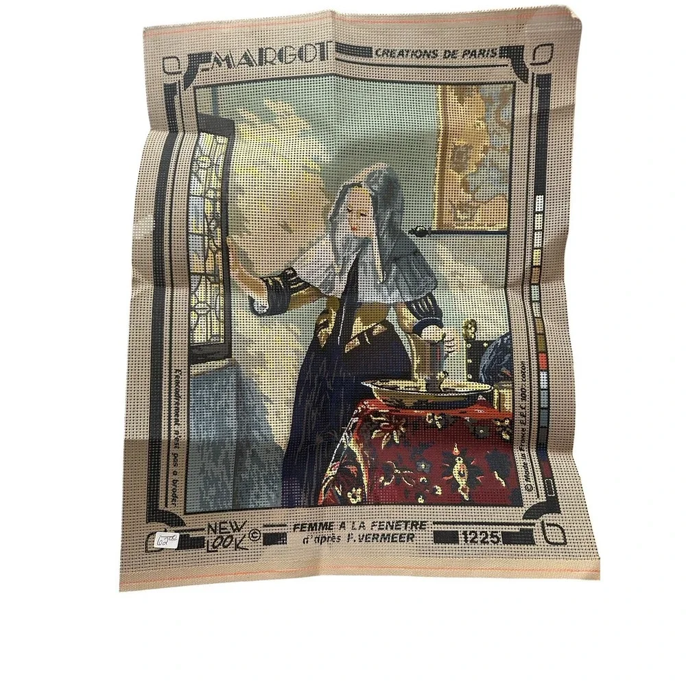 Seg De Paris Margot Vermeer Needlepoint Canvas France Hand Painted Vintage